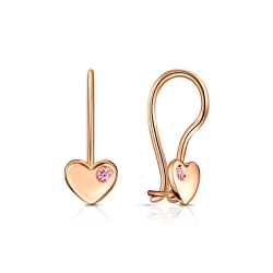 Cercei p-u copii din aur roșu cu pietre Cubic Zirconia Roz