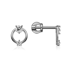 Cercei Pusete din argint  cu pietre Cubic Zirconia Incolor