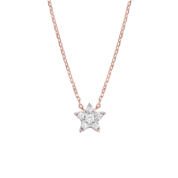 Colier din aur roz cu pietre Diamant