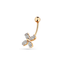 Piercing din aur roșu cu pietre Cubic Zirconia Incolor