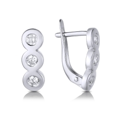 Cercei din aur alb cu pietre Cubic Zirconia Incolor