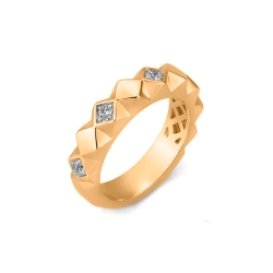 Inel din aur roșu cu pietre Diamant