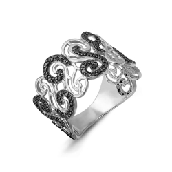 Inel din argint  cu pietre Cubic Zirconia Negru