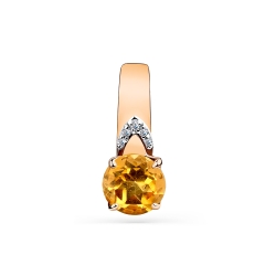 Pandantiv din aur roșu cu pietre Cubic Zirconia Incolor, Citrin