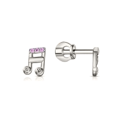 Cercei Pusete din argint  cu pietre Cubic Zirconia Roz,
