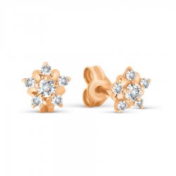 Cercei Pusete din aur roșu cu pietre Cubic Zirconia Incolor
