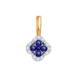 Подвеска из красного золота с камнями Бриллиант, Сапфир