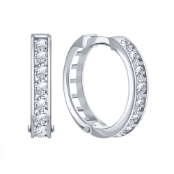 Серьги Конго из белого золота с камнями Фианит