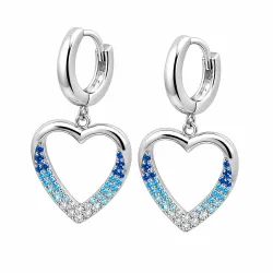 Cercei Creole din argint cu Cubic Zirconia Incolor, Cubic Zirconia Albastru și Cubic Zirconia Albastru Safir