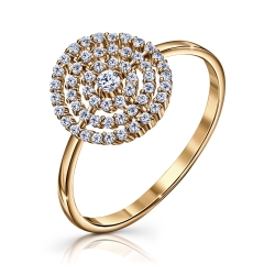 Inel din aur roșu cu pietre Cubic Zirconia Incolor