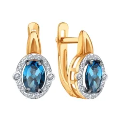 Cercei din aur roșu cu Cubic Zirconia Incolor, Topaz London