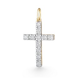 Cruce din aur roșu cu Cubic Zirconia Incolor
