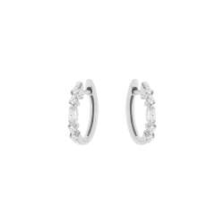 Cercei Creole din aur alb cu pietre Diamant