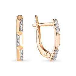 Серьги из красного золота с камнями Фианит