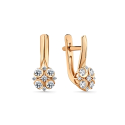 Cercei din aur roșu cu pietre Diamant