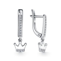 Cercei Suspendați din aur alb cu pietre Cubic Zirconia Incolor