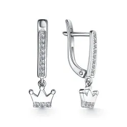Cercei Suspendați din aur alb cu Cubic Zirconia Incolor