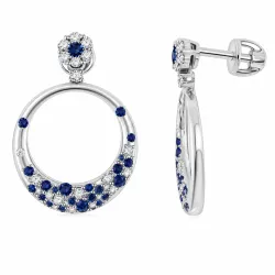 Cercei Pusete din aur alb cu Diamant, Safir