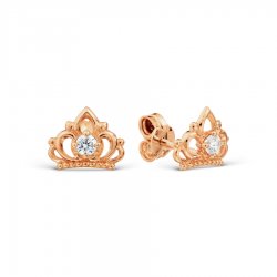 Cercei Pusete din aur roșu cu pietre Cubic Zirconia Albastru