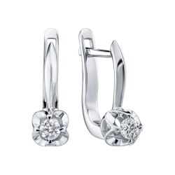 Cercei din aur alb cu pietre Diamant