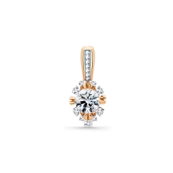 Pandantiv din aur roșu cu pietre Cubic Zirconia Incolor