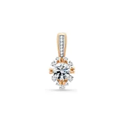Pandantiv din aur roșu cu Cubic Zirconia Incolor