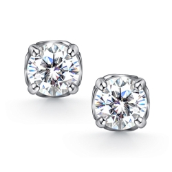 Cercei Pusete din argint  cu pietre Moissanite