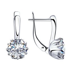Серьги из серебра с камнями Фианит