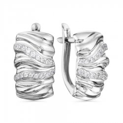 Cercei din aur alb cu pietre Cubic Zirconia Incolor
