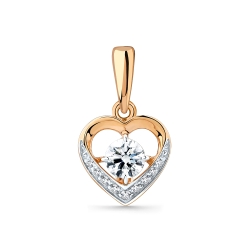 Pandantiv din aur roșu cu pietre Cubic Zirconia Incolor