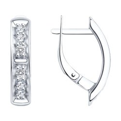 Серьги из серебра с камнями Фианит