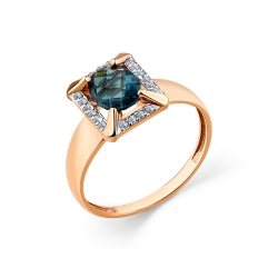 Inel din aur roșu cu pietre Cubic Zirconia Incolor, Topaz London