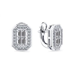 Cercei din aur alb cu pietre Diamant