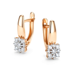 Cercei din aur roșu cu pietre Diamant