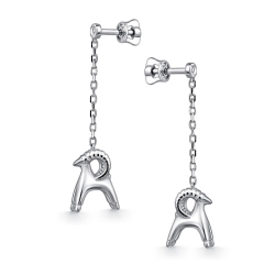 Серьги Пусеты из серебра с камнями Фианит