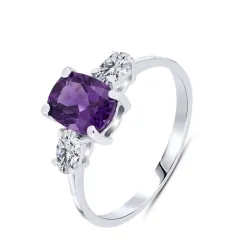 Inel din argint cu Cubic Zirconia Incolor, Ametist