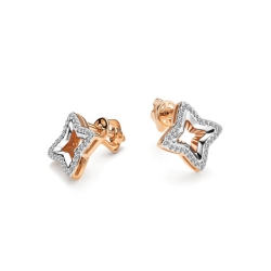 Cercei Pusete din aur roșu cu pietre Diamant