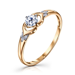 Inel din aur roșu cu pietre Cubic Zirconia Incolor