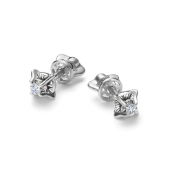 Серьги Пусеты из белого золота с камнями Бриллиант