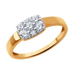 Inel din aur roșu cu pietre Cubic Zirconia Incolor