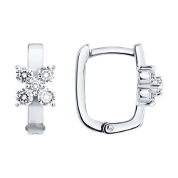 Cercei Creole din aur alb cu pietre Cubic Zirconia Incolor