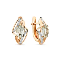 Cercei din aur roșu cu Cubic Zirconia Incolor, Prasiolit