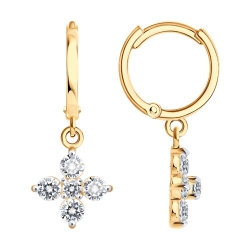 Cercei Creole din aur roșu cu pietre Cubic Zirconia Incolor