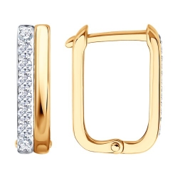 Cercei Creole din aur roșu cu pietre Cubic Zirconia Incolor