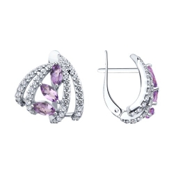 Cercei din argint  cu pietre Cubic Zirconia Incolor, Ametist