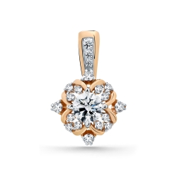 Pandantiv din aur roșu cu pietre Cubic Zirconia Incolor
