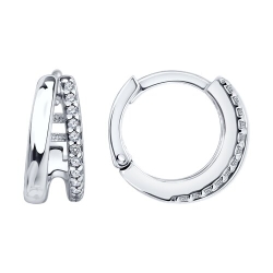 Серьги Конго из серебра с камнями Фианит