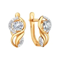 Cercei din aur roșu cu Cubic Zirconia Incolor