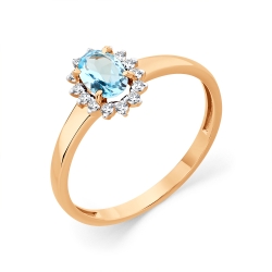 Inel din aur roșu cu pietre Cubic Zirconia Incolor, Topaz