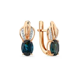 Cercei din aur roșu cu Cubic Zirconia Incolor, Topaz London